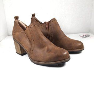 White Mountain Denton Ankle Boots Studded Shootie Cognac/Brown Size 8